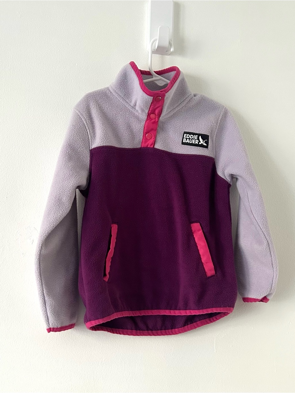 Eddie Bauer Kids 4/5 Fleece Snap Pullover Purple Pink